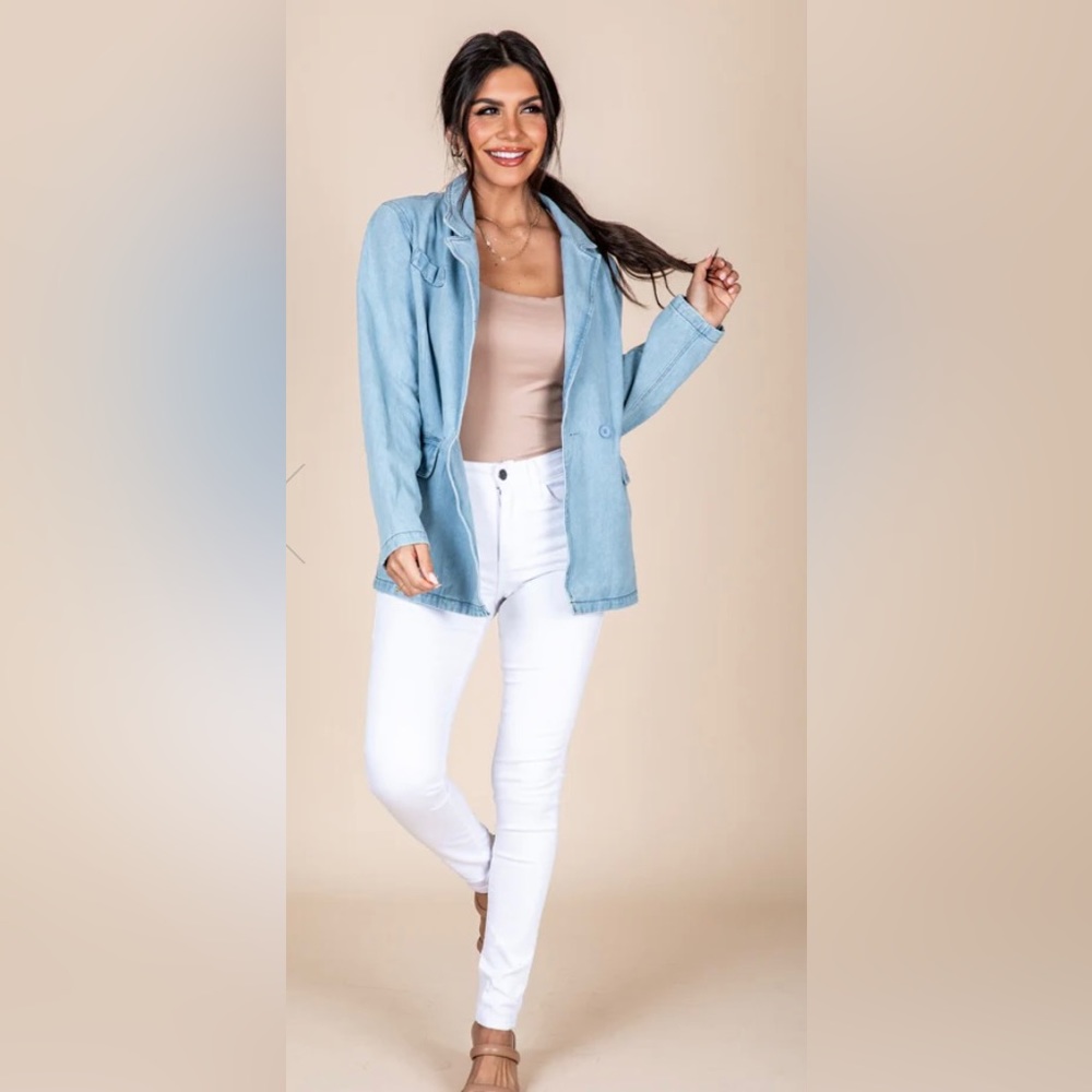 BLUE JEAN BABY MEDIUM WASH CHAMBRAY BLAZER